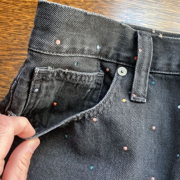 NWT Madewell Black Mini Jean Skirt with Dots - Size 25 - Picture 6 of 16